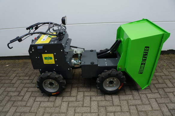 Delta-Competent elektronischer Minidumper mit hydr. Kippfunktion Schubkarre Knickgelenkt 300kg